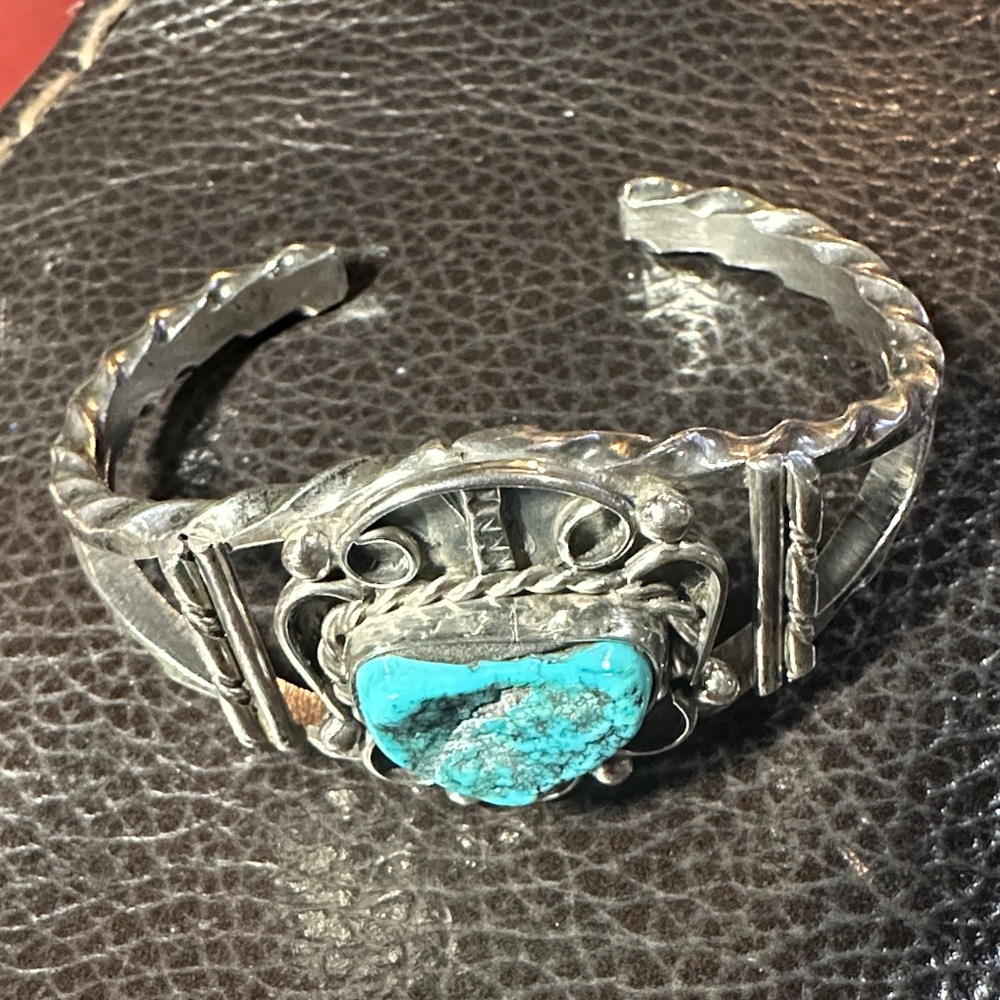 Artisan Silver Bracelet with Turquoise Accent